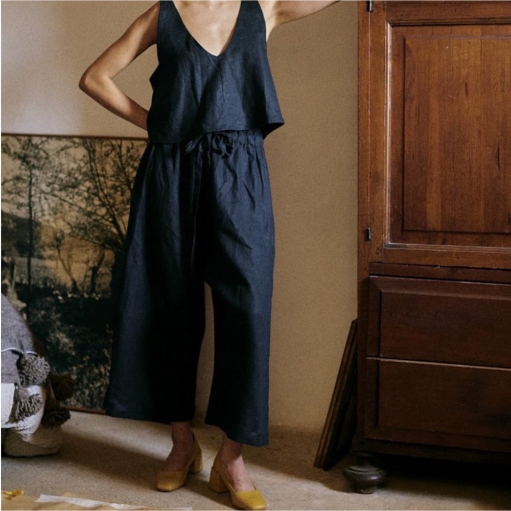 OZMA Petra Linen Pant in Black size XS